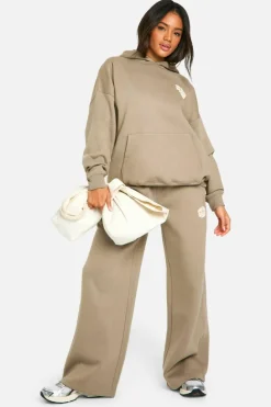 Best boohoo Dsgn Studio Sport Bubble Slogan Tracksuit Set washed khaki