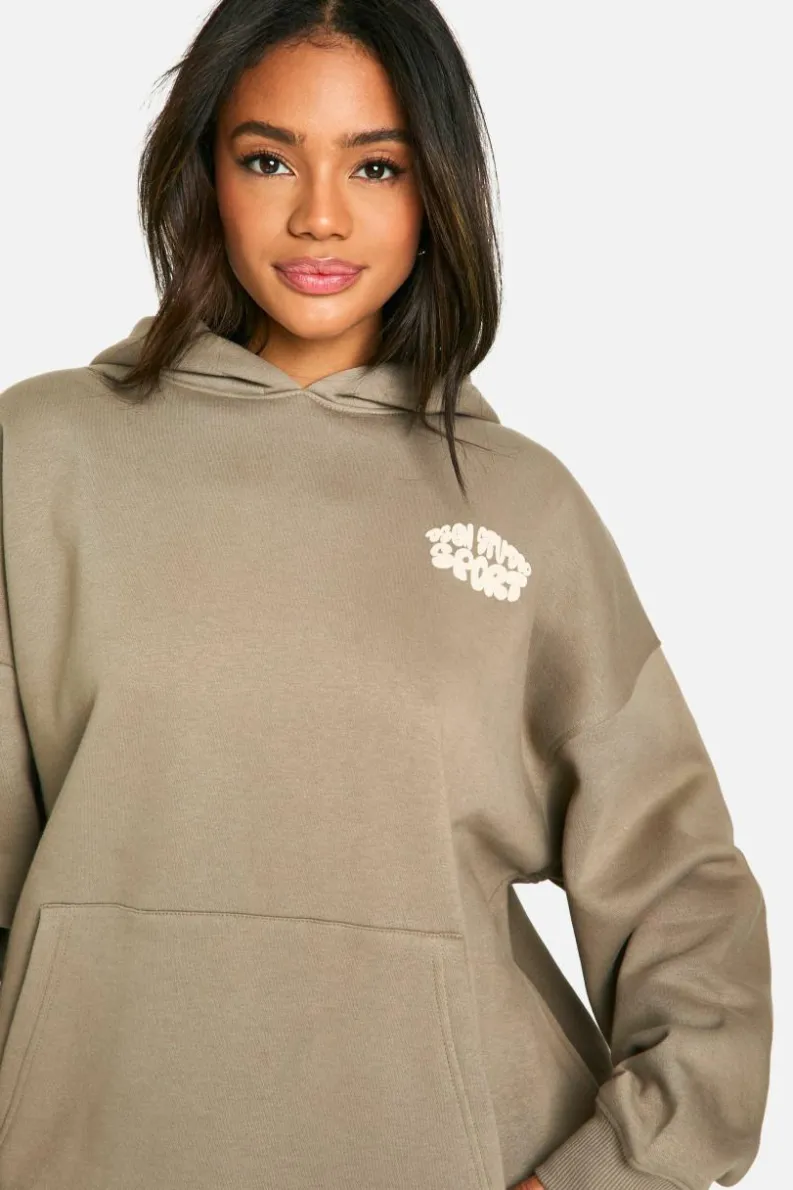 Best boohoo Dsgn Studio Sport Bubble Slogan Tracksuit Set washed khaki