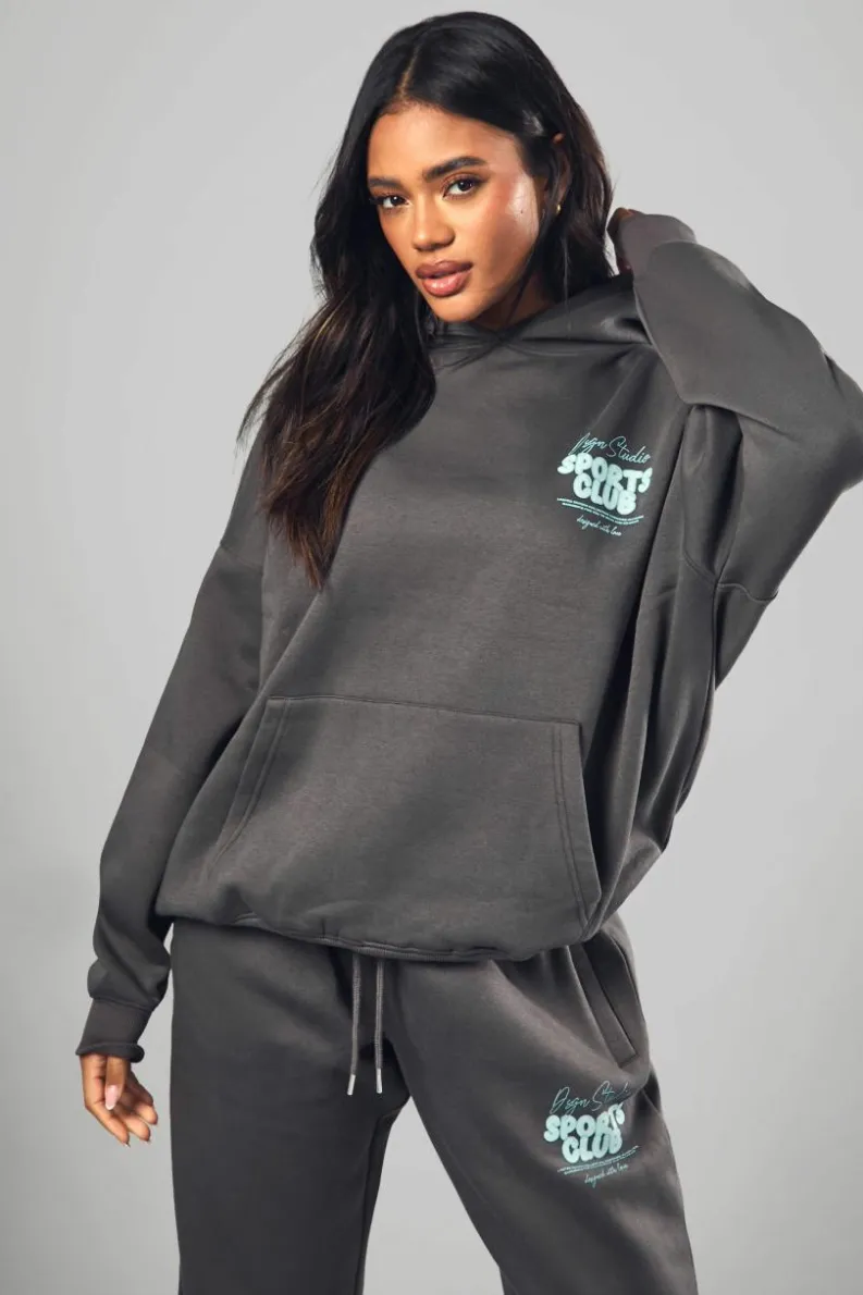 Best boohoo Dsgn Studio Sports Bubble Slogan Tracksuit Set stone