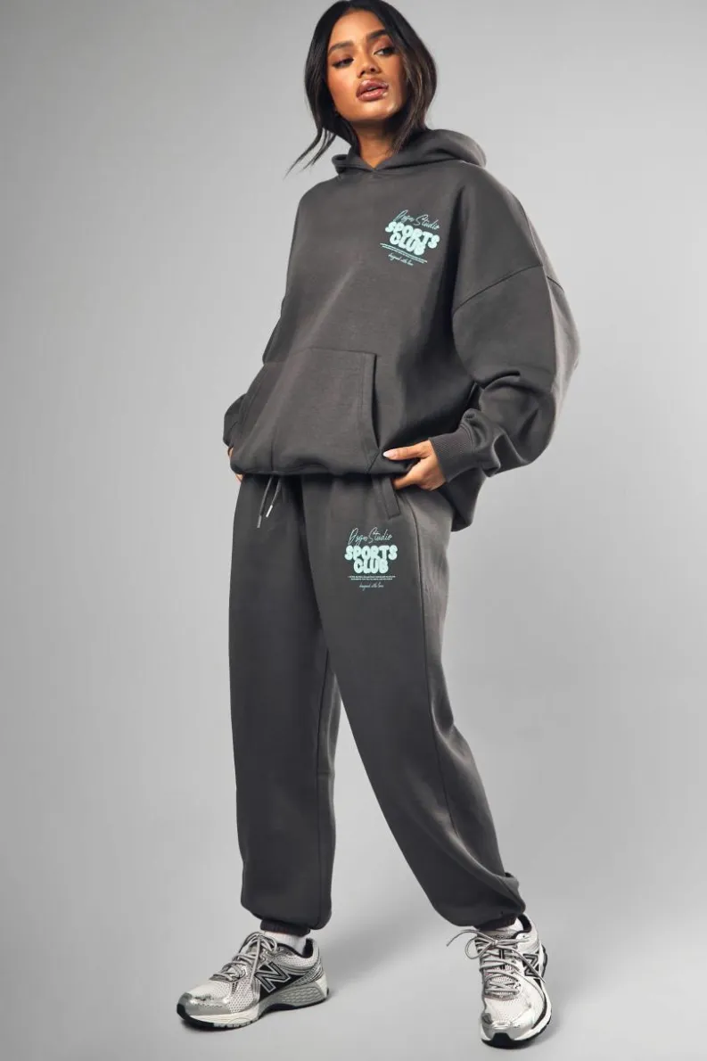 Best boohoo Dsgn Studio Sports Bubble Slogan Tracksuit Set stone