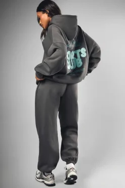 Hot boohoo Dsgn Studio Sports Bubble Slogan Cuffed Oversized Jogger charcoal