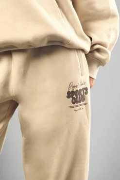 Best Sale boohoo Dsgn Studio Sports Bubble Slogan Cuffed Oversized Jogger stone