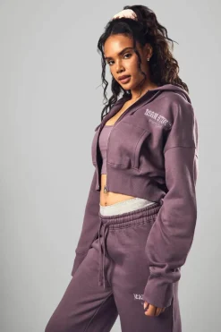 Cheap boohoo Dsgn Studio Sports Deep Hem Zip Through Hoodie grape