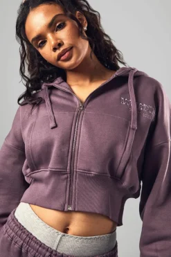 Cheap boohoo Dsgn Studio Sports Deep Hem Zip Through Hoodie grape