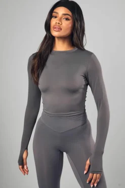 Online boohoo Dsgn Studio Supersoft Peached Sculpt Long Sleeve Top charcoal