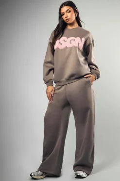 Discount boohoo Dsgn Towelling Applique Oversized Sweatshirt grey