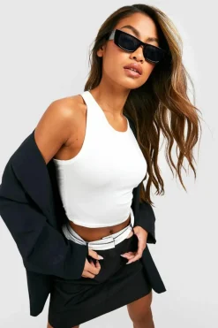 New boohoo Racer Crop Top ecru