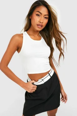 New boohoo Racer Crop Top ecru