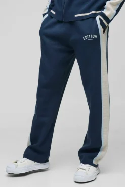 Fashion boohoo Edition Contrast Stripe Zip Up Knitted Tracksuit blue