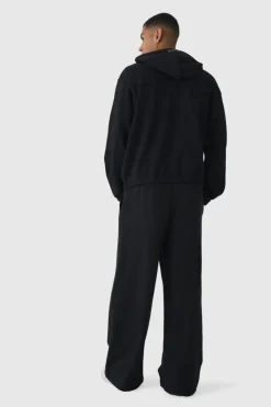 Outlet boohooMAN EDITION Oversized Boxy Heavyweight Hoodie black