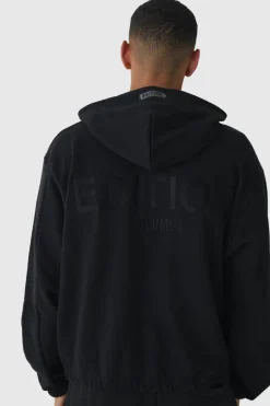 Outlet boohooMAN EDITION Oversized Boxy Heavyweight Hoodie black