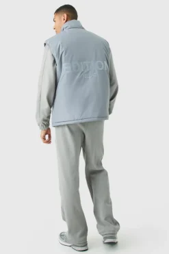 New boohooMAN EDITION Oversized Funnel Neck Padded Gilet grey