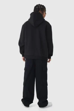 Cheap boohooMAN Elasticated Baggy Fit Multi Cargo Trousers black
