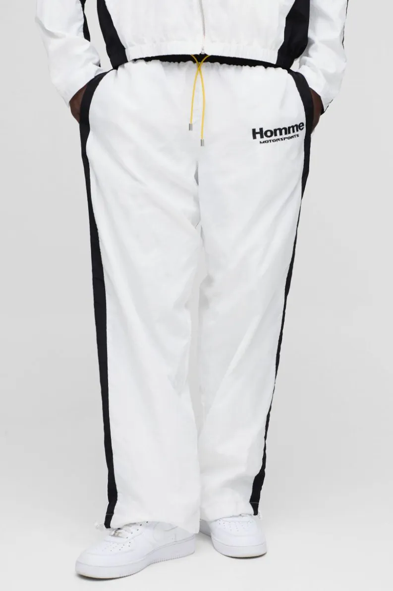 Sale boohooMAN Elasticated Homme Parachute Trousers white