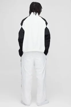 Sale boohooMAN Elasticated Homme Parachute Trousers white