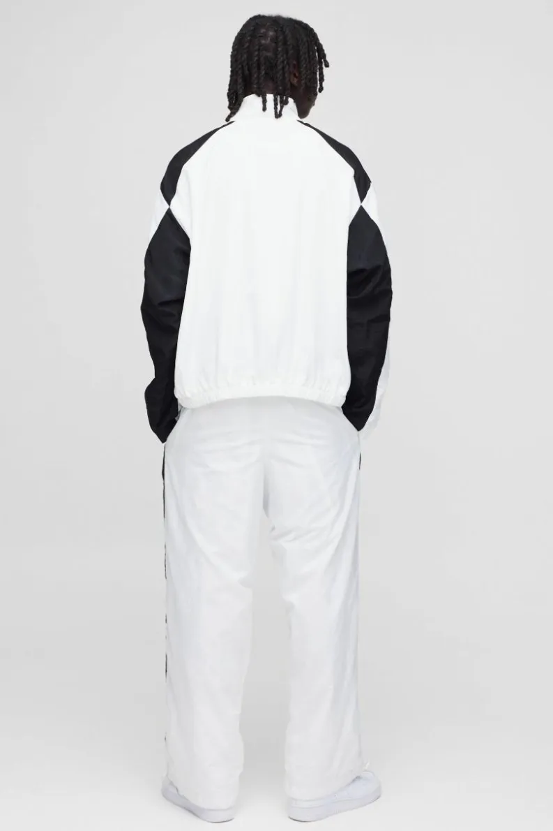 Sale boohooMAN Elasticated Homme Parachute Trousers white