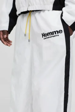 Sale boohooMAN Elasticated Homme Parachute Trousers white