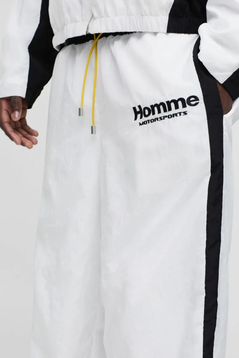 Sale boohooMAN Elasticated Homme Parachute Trousers white