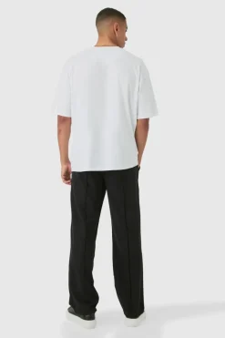 Discount boohooMAN Elasticated Technical Stretch Relaxed Pintuck Trouser black