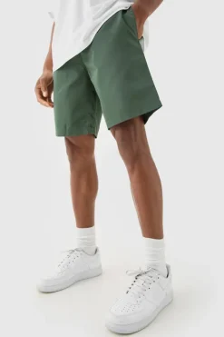 Clearance boohooMAN Elasticated Waist Comfort Nylon Shorts olive