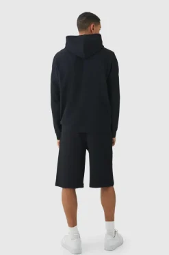 Clearance boohooMAN Elasticated Waist Pleated Jorts black