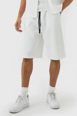 New boohooMAN Elasticated Waist Pleated Jorts ecru