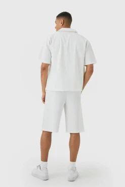 New boohooMAN Elasticated Waist Pleated Jorts ecru