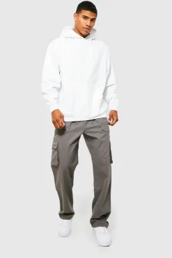 Store boohooMAN Elasticated Waist Relaxed Fit Buckle Cargo Trouser slate