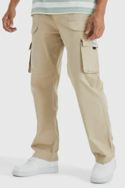Fashion boohooMAN Elasticated Waist Relaxed Fit Buckle Cargo Trouser stone