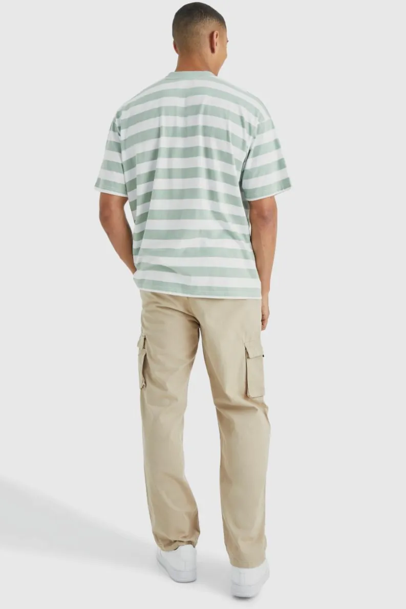 Fashion boohooMAN Elasticated Waist Relaxed Fit Buckle Cargo Trouser stone
