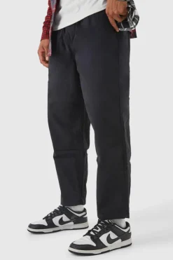 Hot boohooMAN Elasticated Waist Skate Chino Trouser black