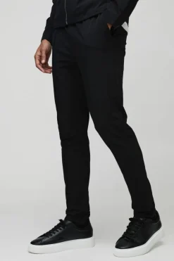 Best boohooMAN Elasticated Waist Skinny Stretch Trousers black