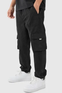 Flash Sale boohooMAN Elasticated Waist Slim Fit Branded Cargo Jogger black