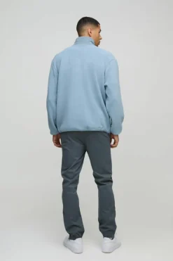 Clearance boohooMAN Elasticated Waist Slim Soft Twill Cuffed Trousers light grey