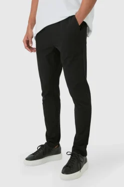Best Sale boohooMAN Elasticated Waist Technical Stretch Slim Trouser black