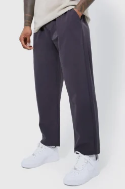 Best Sale boohooMAN Elasticated Waist Technical Stretch Relaxed Cropped Trouser charcoal