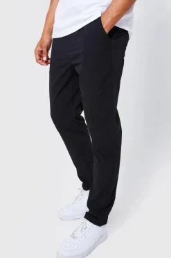 Fashion boohooMAN Elasticated Waist Technical Stretch Slim Trouser black