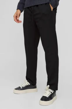 Sale boohooMAN Elastic Waistband Stretch Tapered Tailored Trouser black