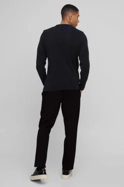Sale boohooMAN Elastic Waistband Stretch Tapered Tailored Trouser black