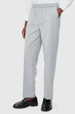 Cheap boohooMAN Elastic Waist Straight Fit Tailored Trousers grey
