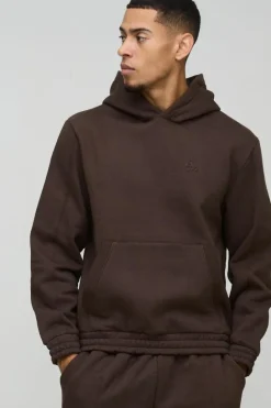 Hot boohooMAN Embossed Heavyweight Hoodie chocolate