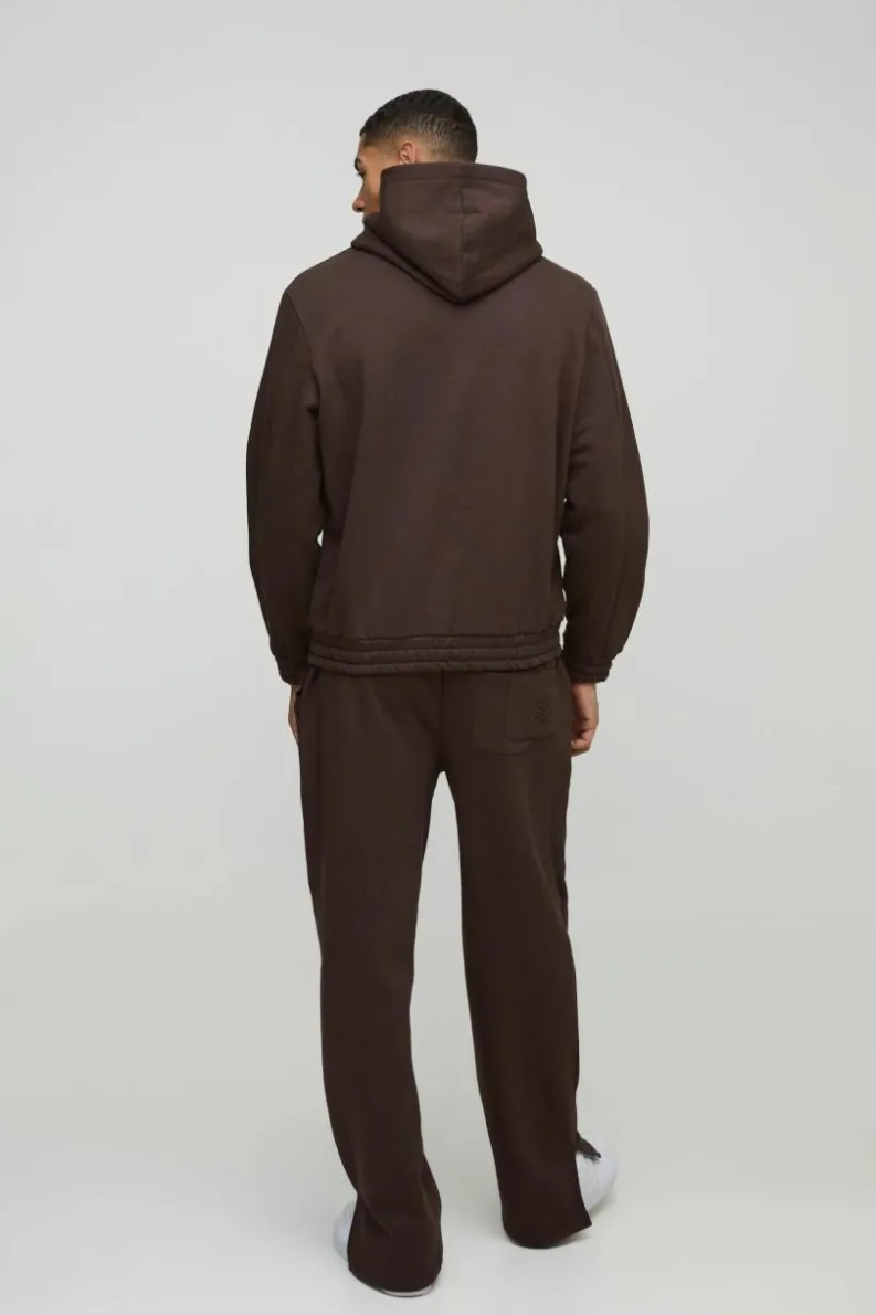 Hot boohooMAN Embossed Heavyweight Hoodie chocolate