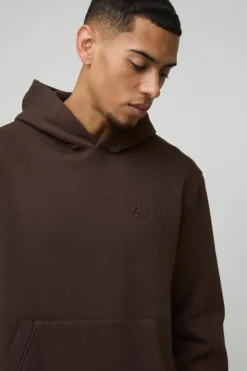 Hot boohooMAN Embossed Heavyweight Hoodie chocolate