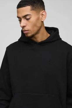 Outlet boohooMAN Embossed Heavyweight Hoodie black