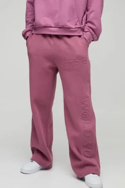 Store boohooMAN Embossed Worldwide Wide Leg Jogger mauve