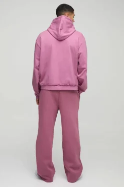 Store boohooMAN Embossed Worldwide Wide Leg Jogger mauve
