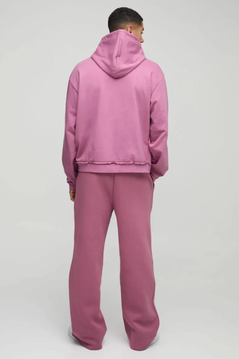 Store boohooMAN Embossed Worldwide Wide Leg Jogger mauve