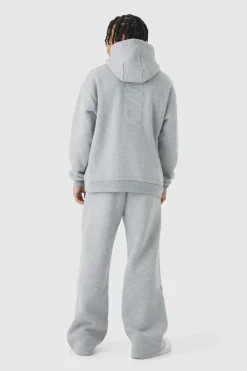 Online boohooMAN Embossed Worldwide Wide Leg Jogger grey marl