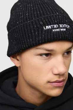 Cheap boohooMAN Embroidered Limited Edition Beanie charcoal
