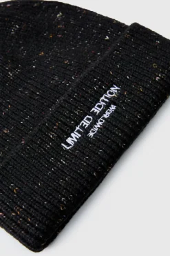Cheap boohooMAN Embroidered Limited Edition Beanie charcoal